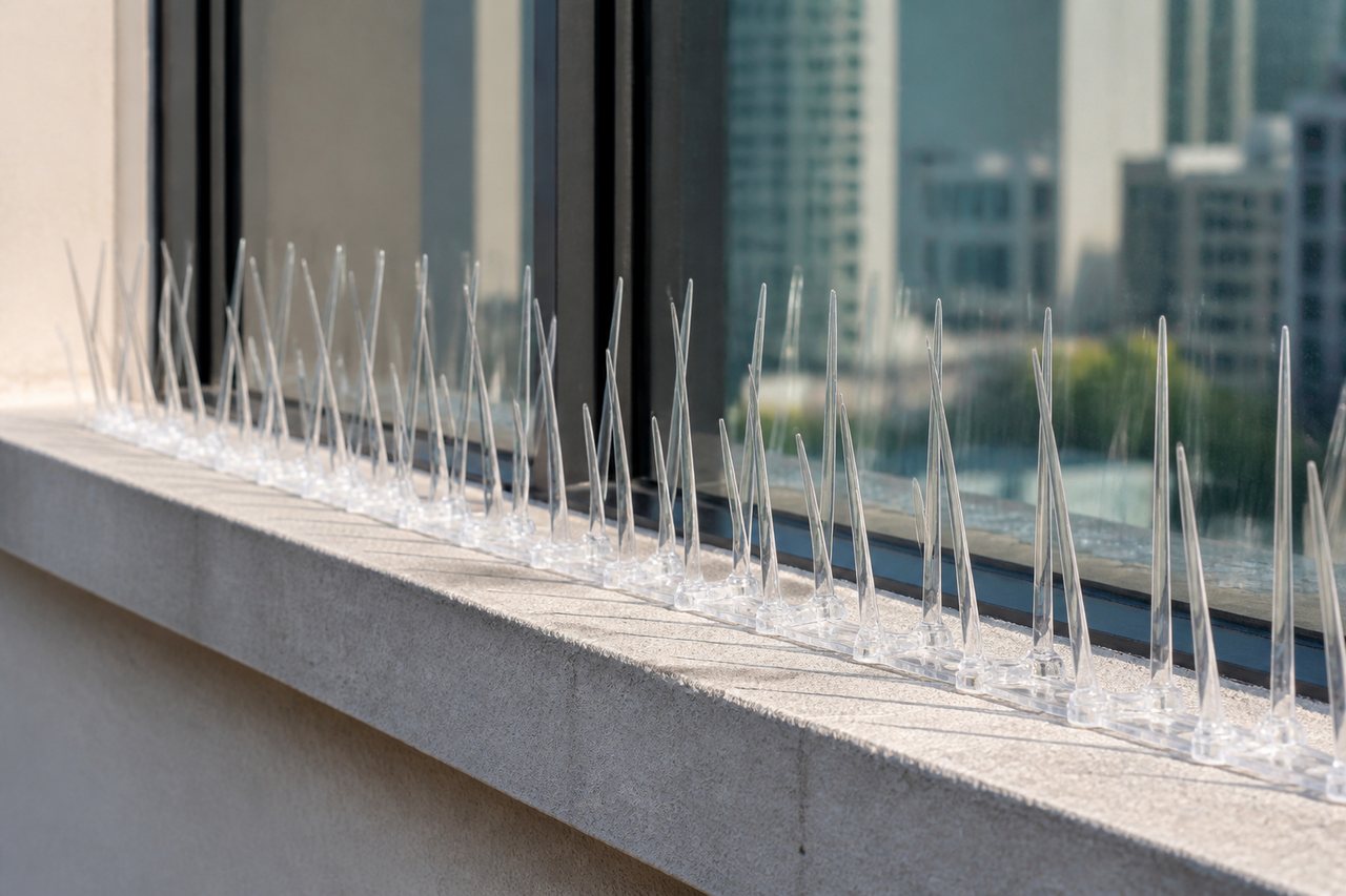 Polycarbonate Bird Spikes Setup